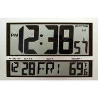 Jumbo Clock, Digital, Battery Operated, 16.5" W x 1.7" D x 11" H, Silver XD075 | Industrial Sales