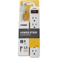 Power Strip, 6 Outlet(s), 1-1/2', 15 A, 1875 W, 125 V XJ246 | Industrial Sales