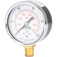 Pressure Gauge, 2-1/2" , 0 - 100 psi, Bottom Mount, Analogue YB882 | Industrial Sales
