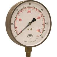 Contractor Pressure Gauge, 4-1/2" , 0 - 60 psi, Bottom Mount, Analogue YB899 | Industrial Sales
