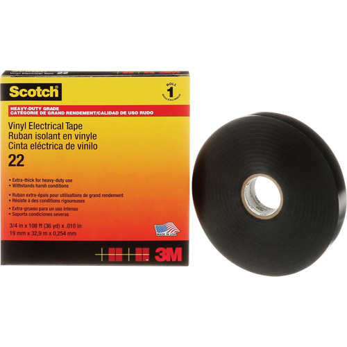 Scotch&reg; Vinyl Electrical Tape, 19 mm (3/4") x 33 m (108'), Black, 10 mils Industrial Sales
