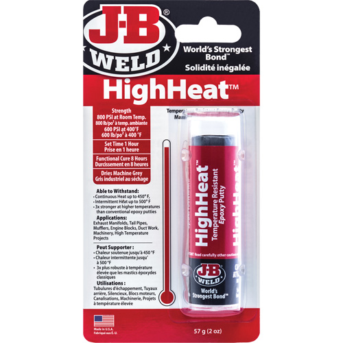 Colle &eacute;poxyde r&eacute;sistant aux temp&eacute;ratures &eacute;lev&eacute;es HighHeat, 2 oz, B&acirc;ton, Gris Industrial Sales