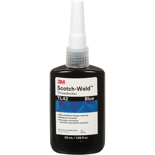 Adh&eacute;sif frein-filet TL42 Scotch-Weld, Bleu, Moyen, 50 ml, Bouteille Industrial Sales