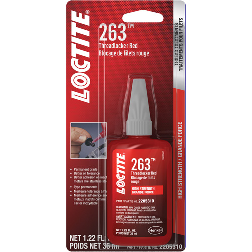263 Threadlocker, Red, High, 36 ml, Bottle Industrial Sales