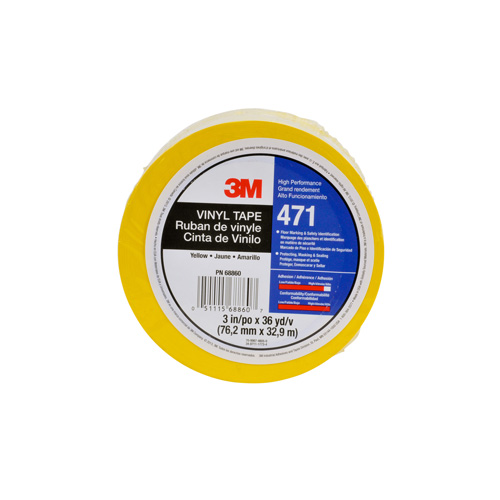 471 Vinyl Tape, 12 mm (1/2") W x 32.9 m (108') L, 5.2 mils, Yellow Industrial Sales