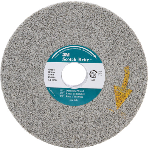 Scotch-Brite EXL Deburring Wheels, 6" x 1", 1" Arbor, Aluminum Oxide Industrial Sales