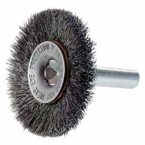 Crimped Wire Wheel Brush with 1/4" Shank, 3" Dia., 0.014" Fill, 1/4" Arbor Industrial Sales
