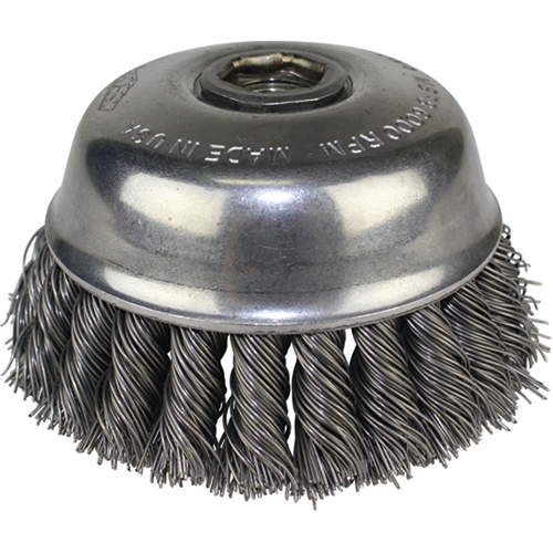 Knot Wire Cup Brushes, 6" Dia. x 5/8"-11 Arbor Industrial Sales