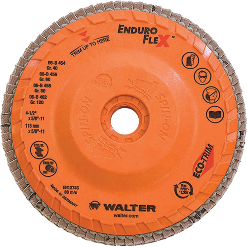 Disque &agrave; lamelles Enduro-Flex, 4-1/2" x 5/8"-11, Type 27, Grain 80, Alumine de zirconium Industrial Sales
