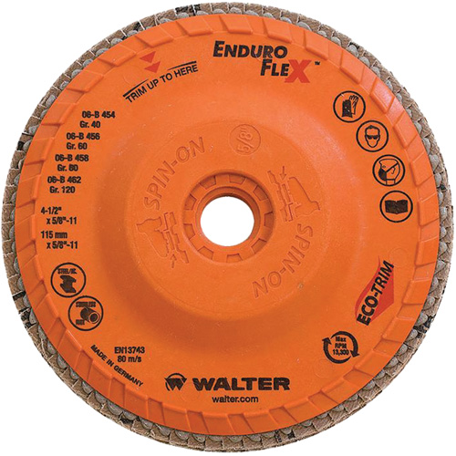 Enduro-Flex Flap Disc, 4-1/2" x 5/8"-11, Type 27, 120 Grit, Zirconia Alumina Industrial Sales