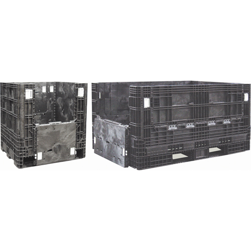 Collapsible Structural Polyethylene Containers, 48" L x 45" W x 34" H, Black Industrial Sales
