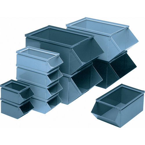 Bac en acier, Cap. 100 lb, 7-1/2" la x 15-1/2" p x 6" h, Bleu Industrial Sales