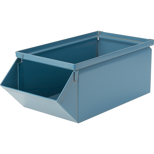 Bac en acier, Cap. 100 lb, 7-1/2" la x 15-1/2" p x 6" h, Bleu Industrial Sales