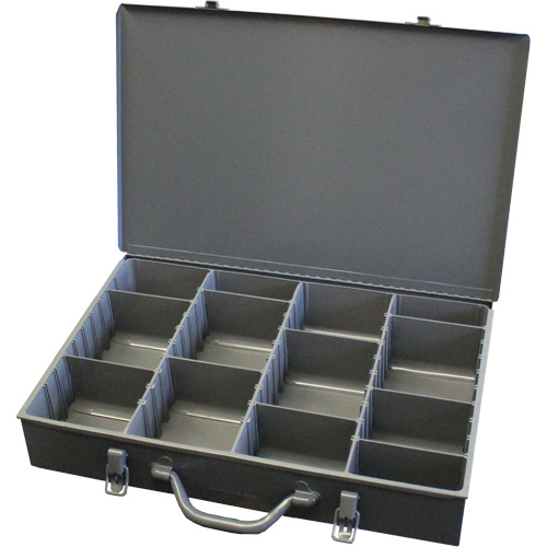 Boîtes &agrave; compartiments ajustables, Acier, Variable compartiments, 18" la x 12" p, 3" h, Gris Industrial Sales