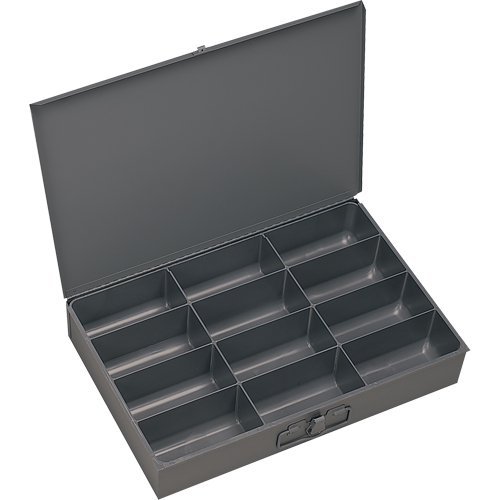 Compartment Scoop Boxes, Steel, 12 Slots, 18" W x 12" D x 3" H, Grey Industrial Sales