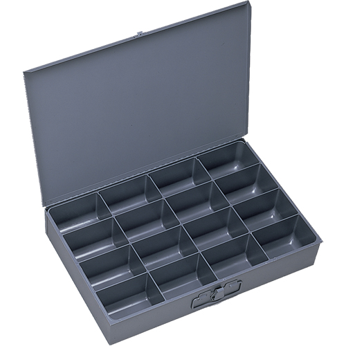Compartment Scoop Boxes, Steel, 16 Slots, 18" W x 12" D x 3" H, Grey Industrial Sales