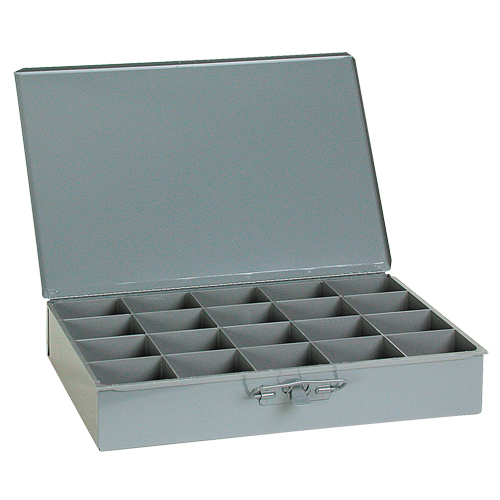 Compartment Scoop Boxes, Steel, 20 Slots, 18" W x 12" D x 3" H, Grey Industrial Sales
