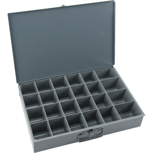 Boîtes &agrave; fond courb&eacute;, Acier, 24 compartiments, 18" la x 12" p, 3" h, Gris Industrial Sales