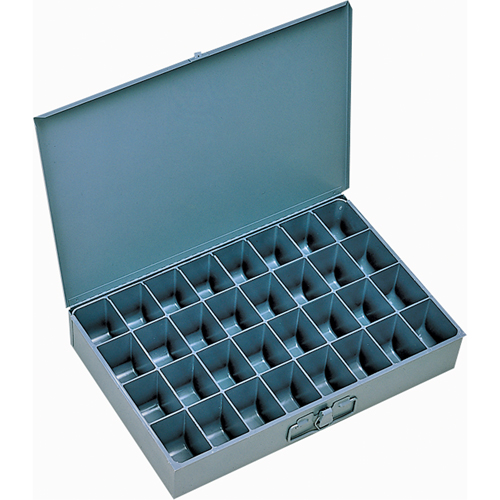 Compartment Scoop Boxes, Steel, 32 Slots, 18" W x 12" D x 3" H, Grey Industrial Sales