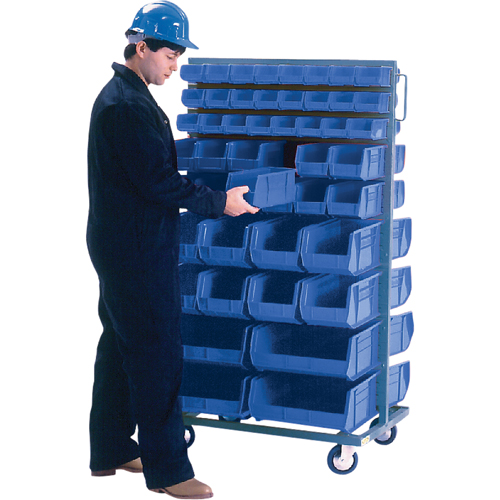 Support mobile deux c&ocirc;t&eacute;s pour bacs, &agrave; deux c&ocirc;t&eacute;s, 96 bacs, 36" la x 24" p x 63" h Industrial Sales