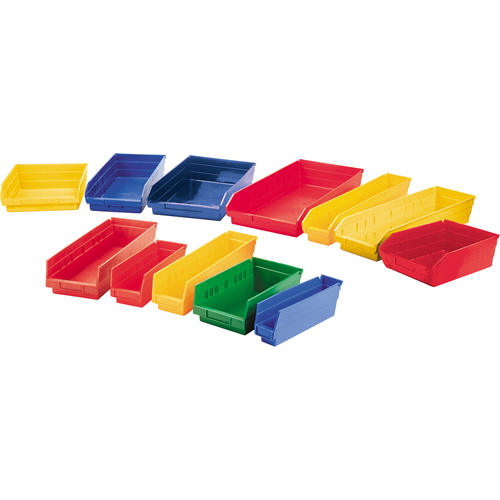 Shelf Bins, 11-1/8" W x 4" H x 11-5/8" D, Yellow, 30 lbs. Capacity Industrial Sales