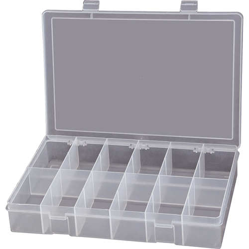 Compact Polypropylene Compartment Cases, 13-1/8" W x 9" D x 2-5/16" H, 12 Compartments Industrial Sales