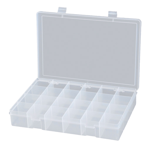 Compact Polypropylene Compartment Cases, 13-1/8" W x 9" D x 2-5/16" H, 24 Compartments Industrial Sales