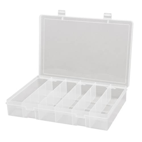 Compact Polypropylene Compartment Cases, 13-1/8" W x 9" D x 2-5/16" H, 6 Compartments Industrial Sales