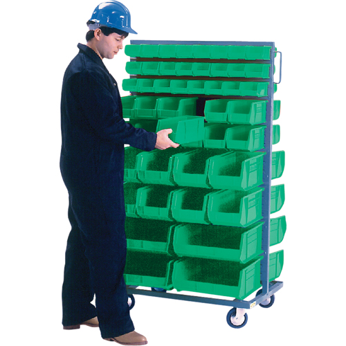 Double-Sided Mobile Bin Rack, Double-sided, 96 bins, 36" W x 24" D x 63" H Industrial Sales