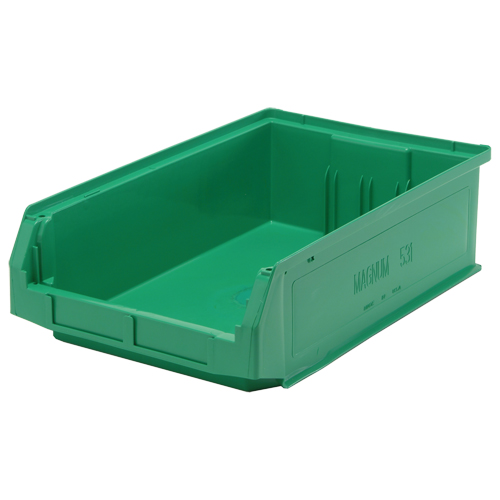 Giant Stacking Containers, 12.375" W x 19.75" D x 5.875" H, Green Industrial Sales