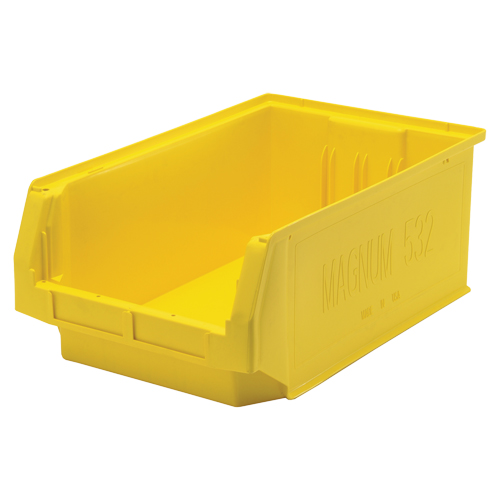 Giant Stacking Containers, 12.375" W x 19.75" D x 7.875" H, Yellow Industrial Sales
