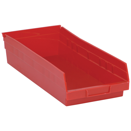 Bacs de rangement pour tablettes, 8-3/8" la x 4" H x 17-7/8" p, Rouge, Capacit&eacute; 40 lb Industrial Sales