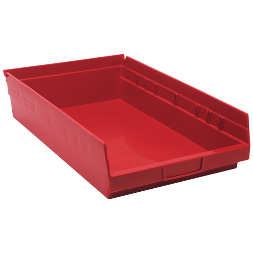 Bacs de rangement pour tablettes, 11-1/8" la x 4" H x 17-7/8" p, Rouge, Capacit&eacute; 40 lb Industrial Sales