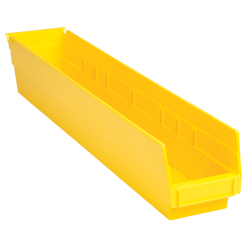 Bacs de rangement pour tablettes, 4-1/8" la x 4" H x 23-5/8" p, Jaune, Capacit&eacute; 50 lb Industrial Sales