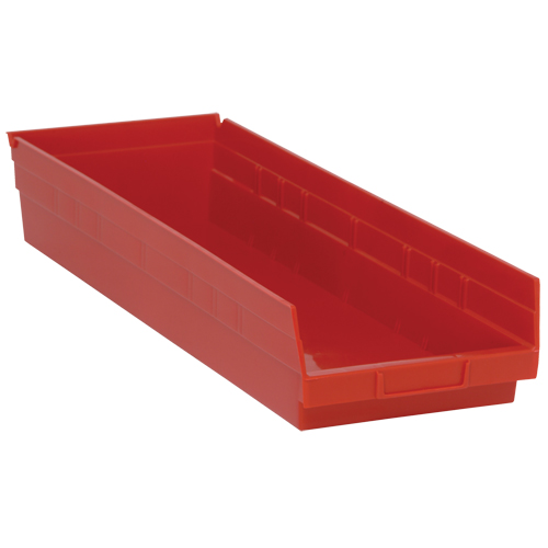 Bacs de rangement pour tablettes, 8-3/8" la x 4" H x 23-5/8" p, Rouge, Capacit&eacute; 50 lb Industrial Sales