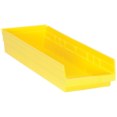 Shelf Bins, 8-3/8" W x 4" H x 23-5/8" D, Yellow, 50 lbs. Capacity Industrial Sales