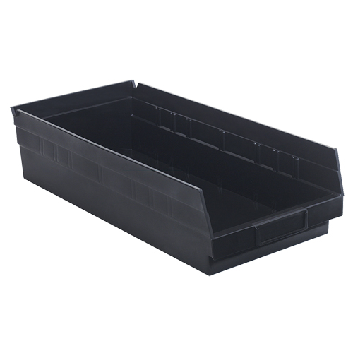 Economy Shelf Bin, 8-3/8" W x 4" H x 17-7/8" D, Black Industrial Sales