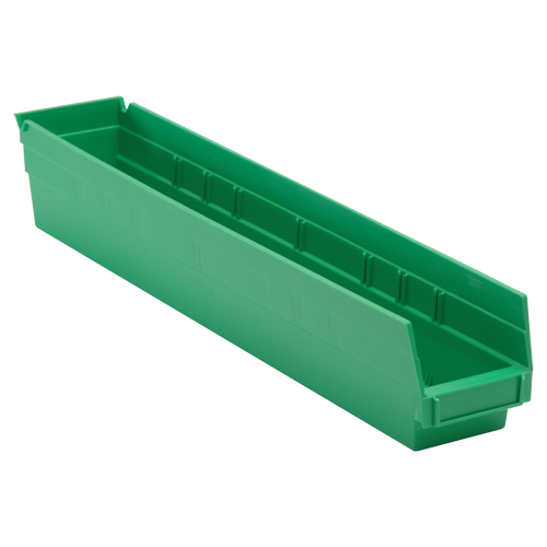 Economy Shelf Bin, 4-1/8" W x 4" H x 23-5/8" D, Green Industrial Sales