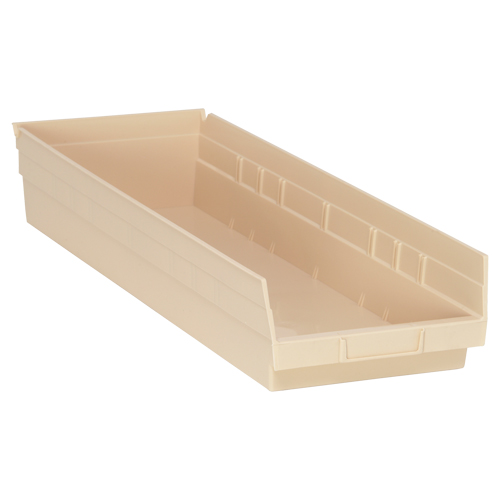 Economy Shelf Bin, 8-3/8" W x 4" H x 23-5/8" D, Ivory, 60 lbs. Capacity Industrial Sales