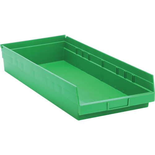Shelf Bins, 11-1/8" W x 4" H x 23-5/8" D, Green, 50 lbs. Capacity Industrial Sales