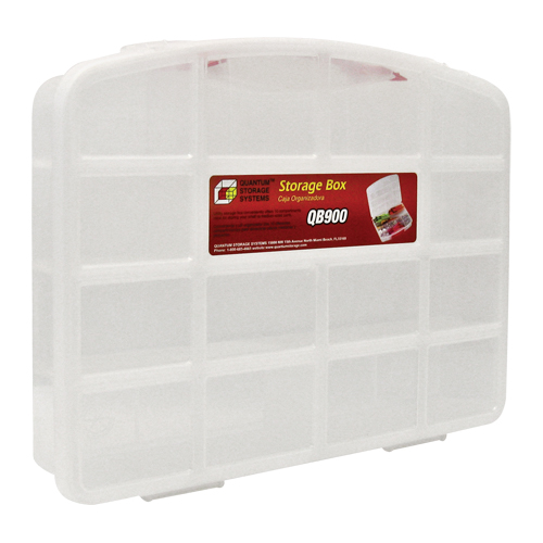 Clear Compartment Storage Box, 13" W x 10-1/4" D x 2-3/8" H, 10 Compartments Industrial Sales