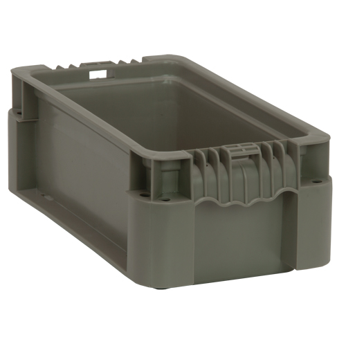 Collapsible Stacking Container, 7" W x 12" D x 5" H, Grey Industrial Sales
