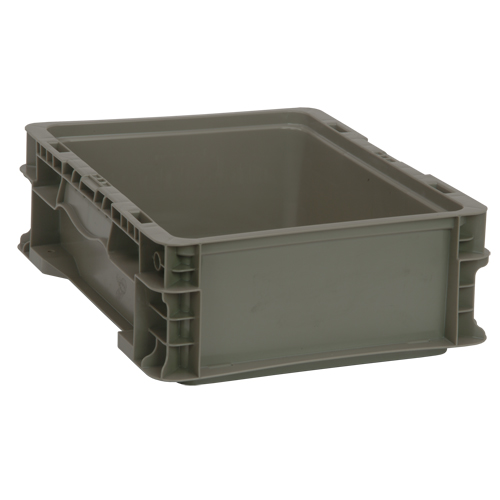 Collapsible Stacking Container, 15" W x 12" D x 5" H, Grey Industrial Sales