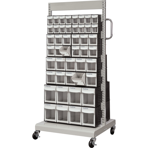 Servante mobile de bacs &agrave; plateaux inclinables, &agrave; deux c&ocirc;t&eacute;s, 92 bacs, 26-1/4" la x 22" p x 57-1/2" h Industrial Sales