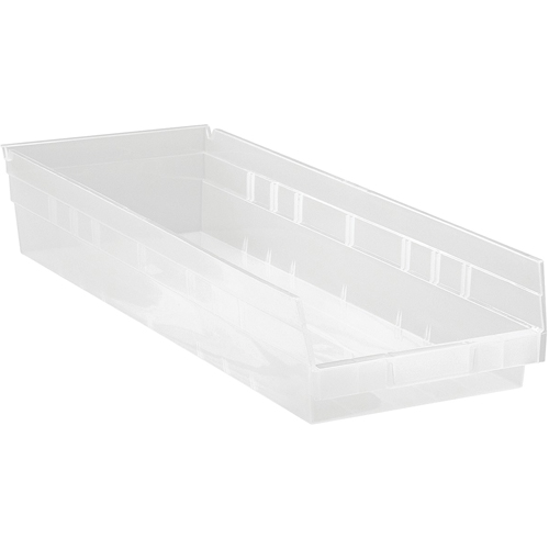Bacs de rangement pour tablettes, 8-3/8" la x 4" H x 23-5/8" p, Transparent, Capacit&eacute; 50 lb Industrial Sales