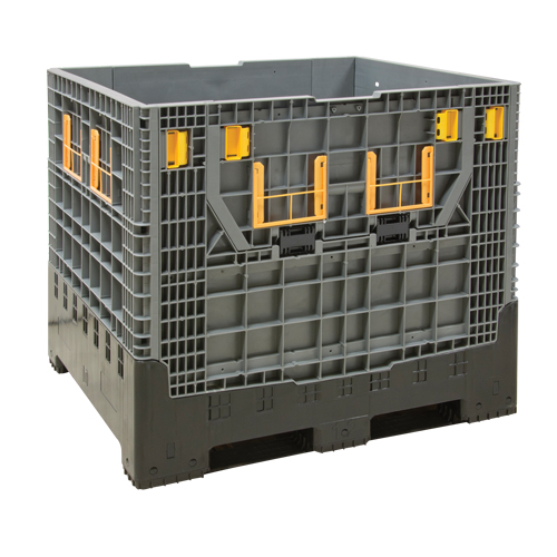 Collapsible Bulk Container, 47.2" L x 39.4" W x 39.4" H, Grey Industrial Sales
