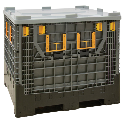 Collapsible Bulk Container, 47.2" L x 39.4" W x 39.4" H, Grey Industrial Sales