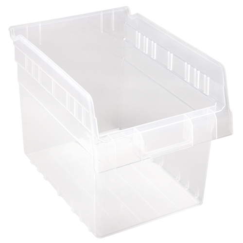 Store-Max Shelf Bins, 8-3/8" W x 8" H x 11-5/8" D, Clear, 44 lbs. Capacity Industrial Sales