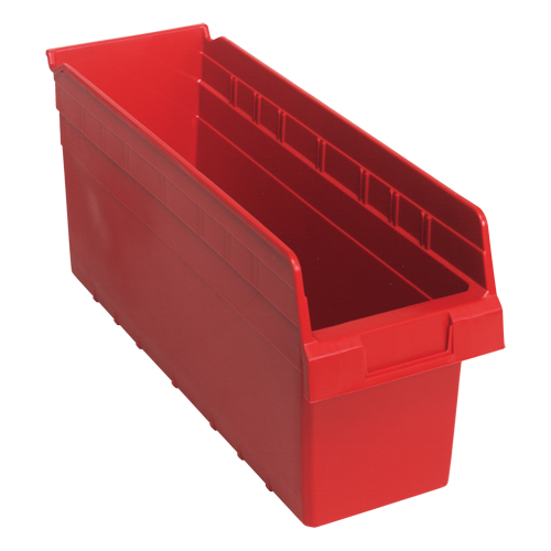 Store-Max Shelf Bins, 6-5/8" W x 8" H x 17-7/8" D, Red, 56 lbs. Capacity Industrial Sales