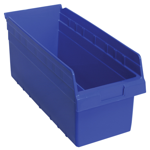 Store-Max Shelf Bins, 8-3/8" W x 8" H x 17-7/8" D, Blue, 56 lbs. Capacity Industrial Sales
